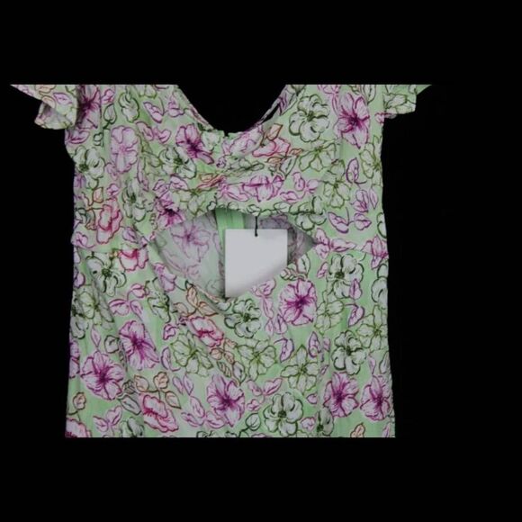 ZARA NWT SS22 WOMAN MULTICOLORED FLORAL PRINT MIDI DRESS CUT OUT size Small. - Picture 13 of 15